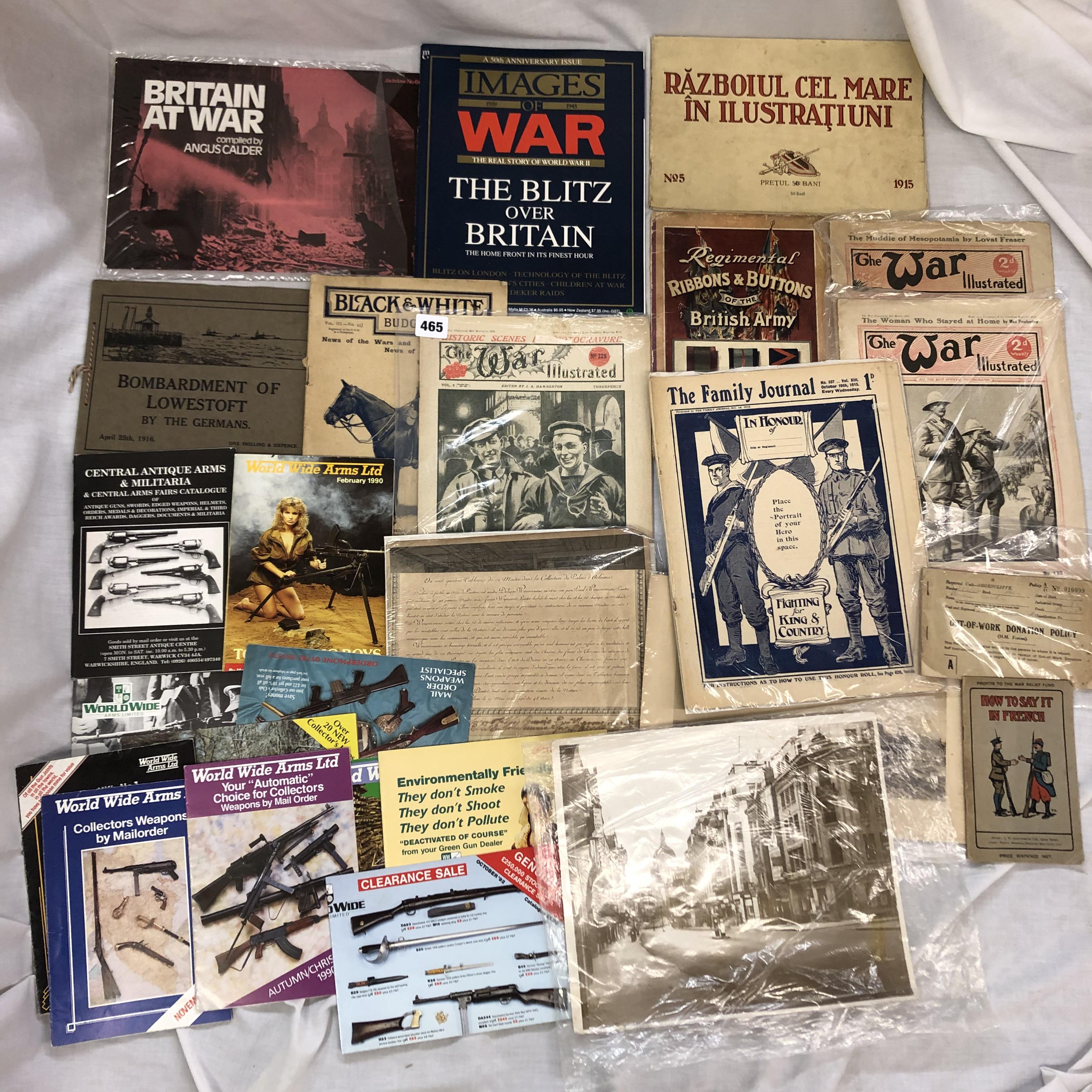 WWI RELATED EPHEMERA INCLUDING COPIES OF THE WAR ILLUSTRATED, THE FAMILY JOURNAL,