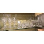 SHELF OF ASSORTED GLASSWARE