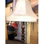 OAK BARLEY TWIST LAMP STANDARD WITH CREAM SHADE