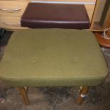 SMALL GREEN UPHOLSTERED STOOL AND ONE OTHER