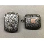 TWO SILVER ENGRAVED VESTA CASES 1.