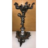 19TH CENTURY BASE METAL CHERUB FIGURAL COMPORT PEDESTAL 38CM H APPROX