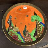 CROWN DEVON FAIRYLAND LUSTRE ORANGE GROUND WALL CHARGER 38CM DIA APPROX