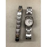 LADIES SEIKO DAY DATE STAINLESS STEEL WRIST WATCH AND A NOMINATION EXPANDING BRACELET