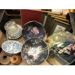 FOUR CASH'S WOVEN SILK PICTURES, PAIR OF JAPANESE STYLE BOWLS,
