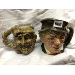 ROYAL DOULTON LARGE CHARACTER JUG 'PADDY' AND A GUERNSEY POTTERY SAILOR JUG