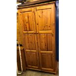 PINE PANELLED TWO DOOR WARDROBE