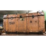 LINEN AND BANDED CABIN TRUNK
