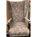 BROWN FLORAL DRALON HIGH BACKED WING BCHAIR