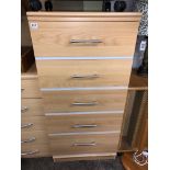 BEECH TALL FIVE DRAWER CHEST