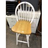 WHITE SPINDLE BACK KITCHEN HIGH STOOL