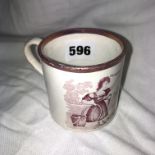 19TH CENTURY SUNDERLAND LUSTRE MUG TRANSFER PRINTED ENTITLED 'PLAYING WITH POMPEY'