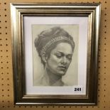 PENCIL SKETCH OF LADY MACBETH FRAMED AND GLAZED 14CM X 19CM