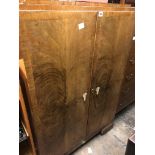 WALNUT CROSSBANDED ART DECO TALLBOY