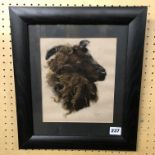 GILL HARRISON WOOL COLLAGE OF A RAMS HEAD 19CM X 22CM