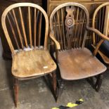 FOUR 19TH CENTURY ELM AND YEW THAMES VALLEY COUNTRY CHAIRS (3 + 1 ELBOW)