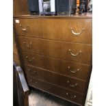 1960S TEAK FIVE DRAWER CHEST