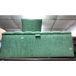 GREEN FABRIC UPHOLSTERED OTTOMAN BOX