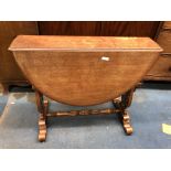 VICTORIAN OVAL DROP FLAP TABLE WITH LYRE END SUPPORTS