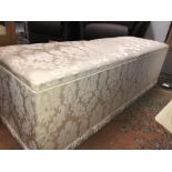 CREAM BROCADE COVERED OTTOMAN BOX