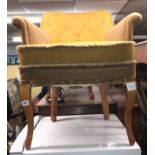 GOLD UPHOLSTERED CABRIOLE LEG TUB CHAIR