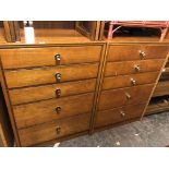 TWO TEAK FIVE DRAWER CHESTS