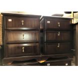 PAIR OF MATCHING DARK WOOD THREE DRAWER CHESTS