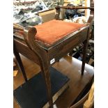 EDWARDIAN BEECH AND INLAID UPHOLSTERED PIANO STOOL