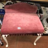 CABRIOLE LEG PINK UPHOLSTERED DRESSING STOOL