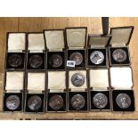 COLLECTION OF CASED BRONZE ENGLISH GUERNSEY CATTLE SOCIETY SHOW MEDALLIONS