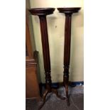 PAIR OF 19TH CENTURY FLUTED TRIPOD TORCHERE STANDS