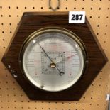 SHORTLAND MASON BAROMETER IN HEXAGONAL FRAME