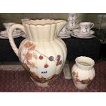 STAFFORDSHIRE WINTER BERRY JUG AND VASE