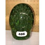 GREEN BUBBLE GLASS DUMP PAPERWEIGHT