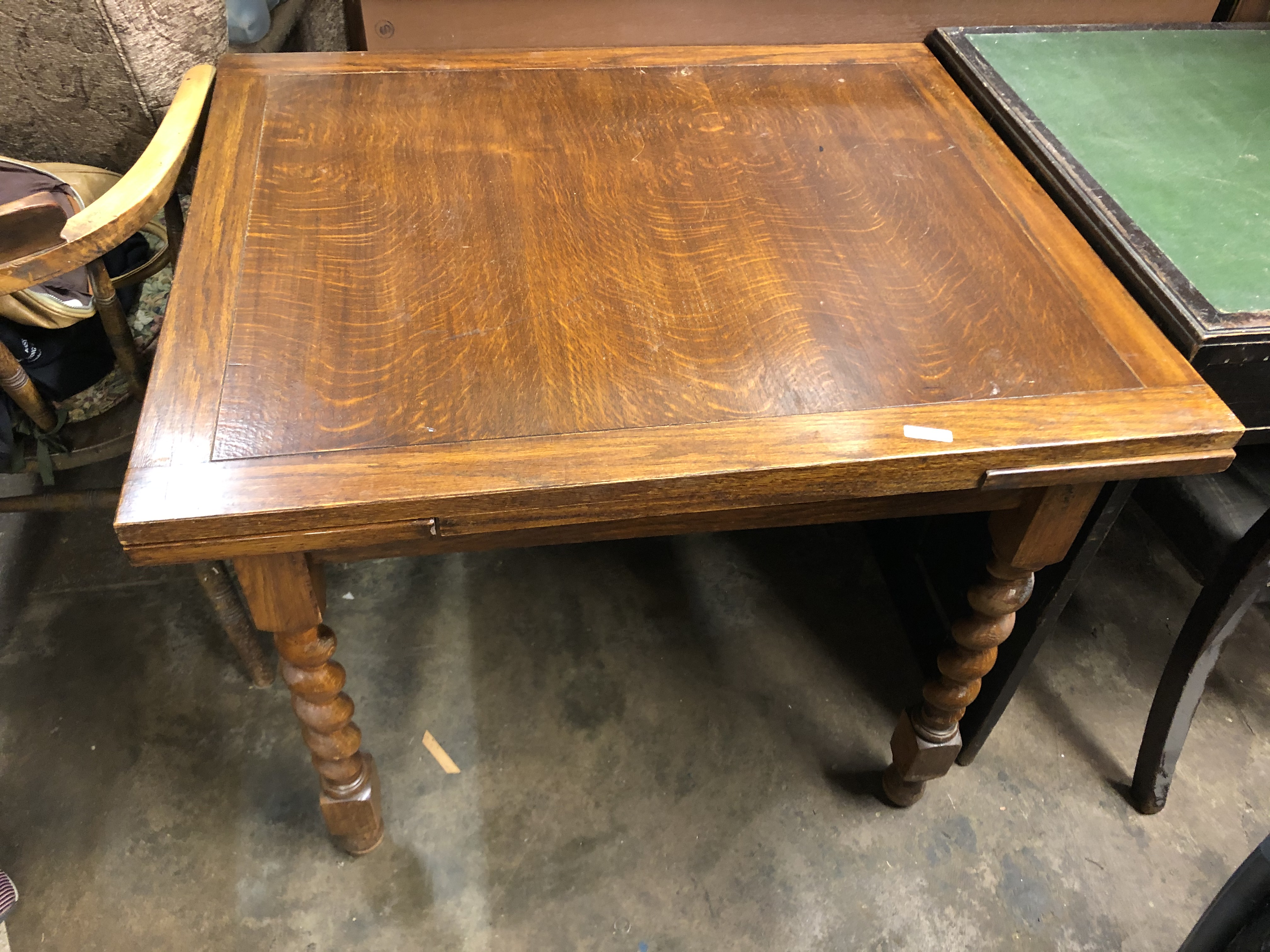 OAK BARLEY TWIST DRAWER LEAF TABLE