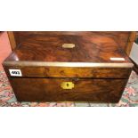 19TH CENTURY WALNUT AND BRASS BANDED WRITING BOX