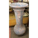 LARGE BLUE AND PINK GLAZE POTTERY BULBOUS VASE