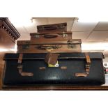 LEATHER AND LINEN VINTAGE SUITCASES