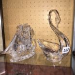 ROYAL DOULTON CRYSTAL SWAN AND A WATERFORD NO.