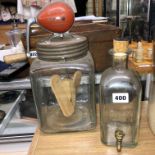 VINTAGE BLOW BUTTER CHURNER AND DISPENSING BOTTLE