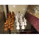 CHESS BOARD AND MEN AND VARIOUS BOARD GAMES