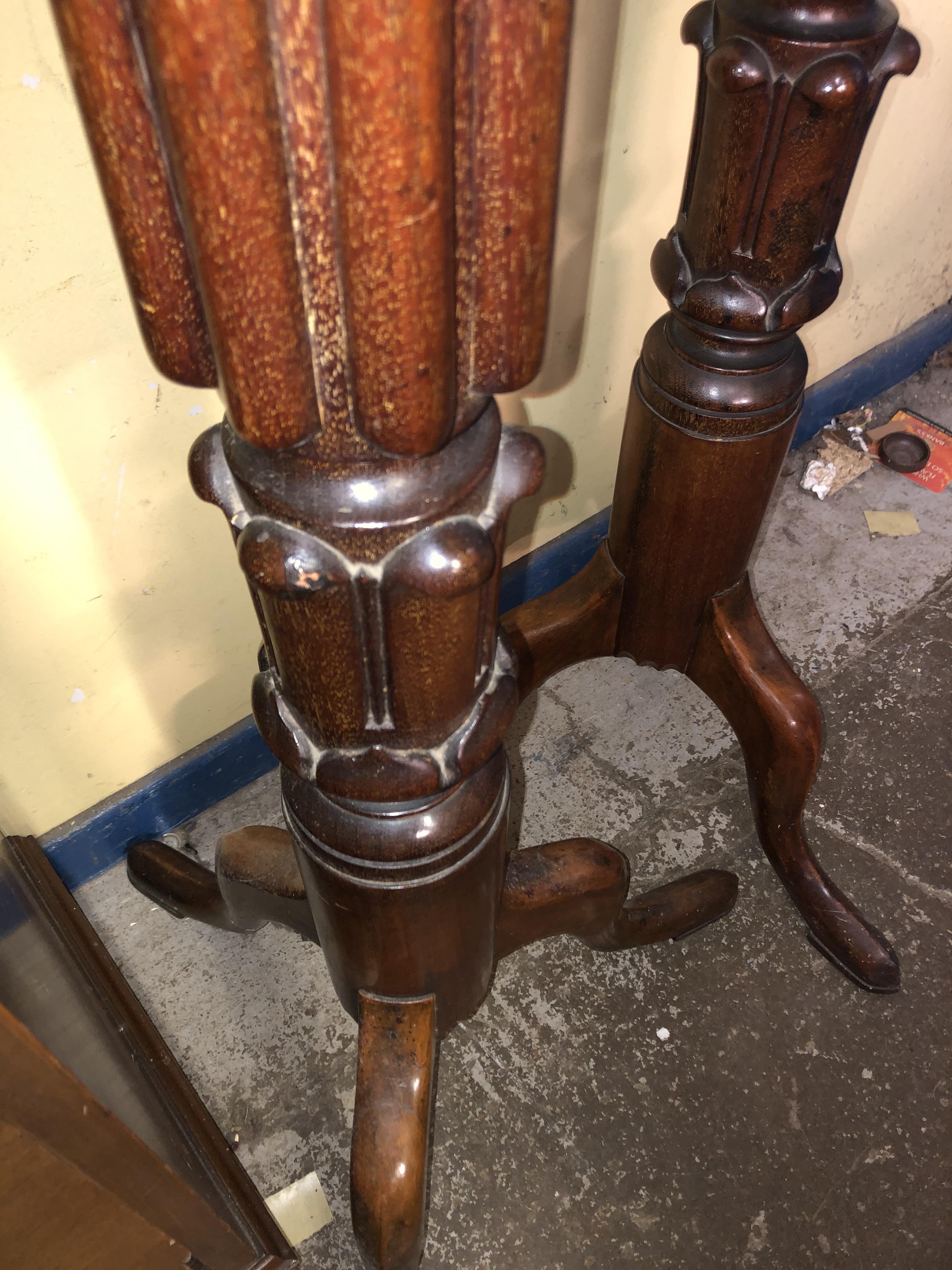 PAIR OF 19TH CENTURY FLUTED TRIPOD TORCHERE STANDS - Image 2 of 3