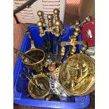 BRASS COMPANION SETS, SMALL COPPER WARMING PAN,