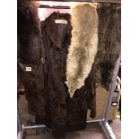 TWO FOX FUR STOLES AND A BROWN FUR LADIES COAT