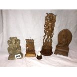 WOODEN AND SOAPSTONE CARVED GANESH,