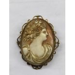 9CT GOLD CLASSICAL CARVED CAMEO, PIN A/F 16.
