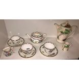 MINTONS BONE CHINA TETE A TETE A/F WITH DECORATIVE TEAPOT AND CREAM JUG