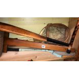 VINTAGE TENNIS RACQUETS, CRICKET BATS,