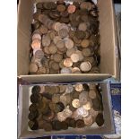 LARGER BOX OF PREDOMINANTLY GB ONE PENNIES