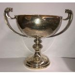 LONDON SILVER TWIN HANDLED PEDESTAL TROPHY RICHMOND ROYAL HORSE SHOW 7.